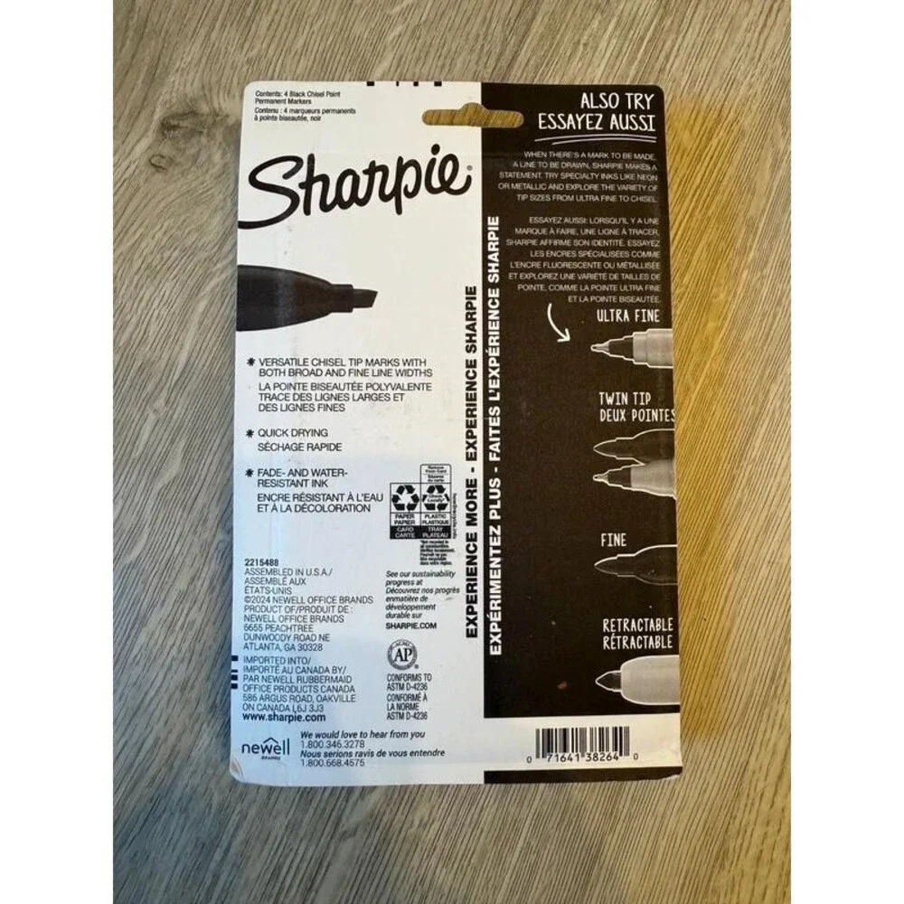 Chisel Tip Sharpie Black Markers & Assorted Highlighters 8 count New Stock